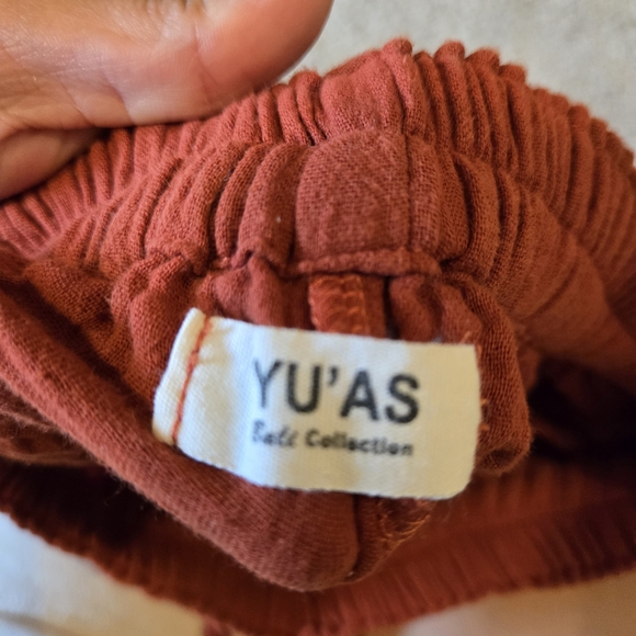 Yu'as Burnt Orange Red Cotton Gauze Shorts - Picture 6 of 12